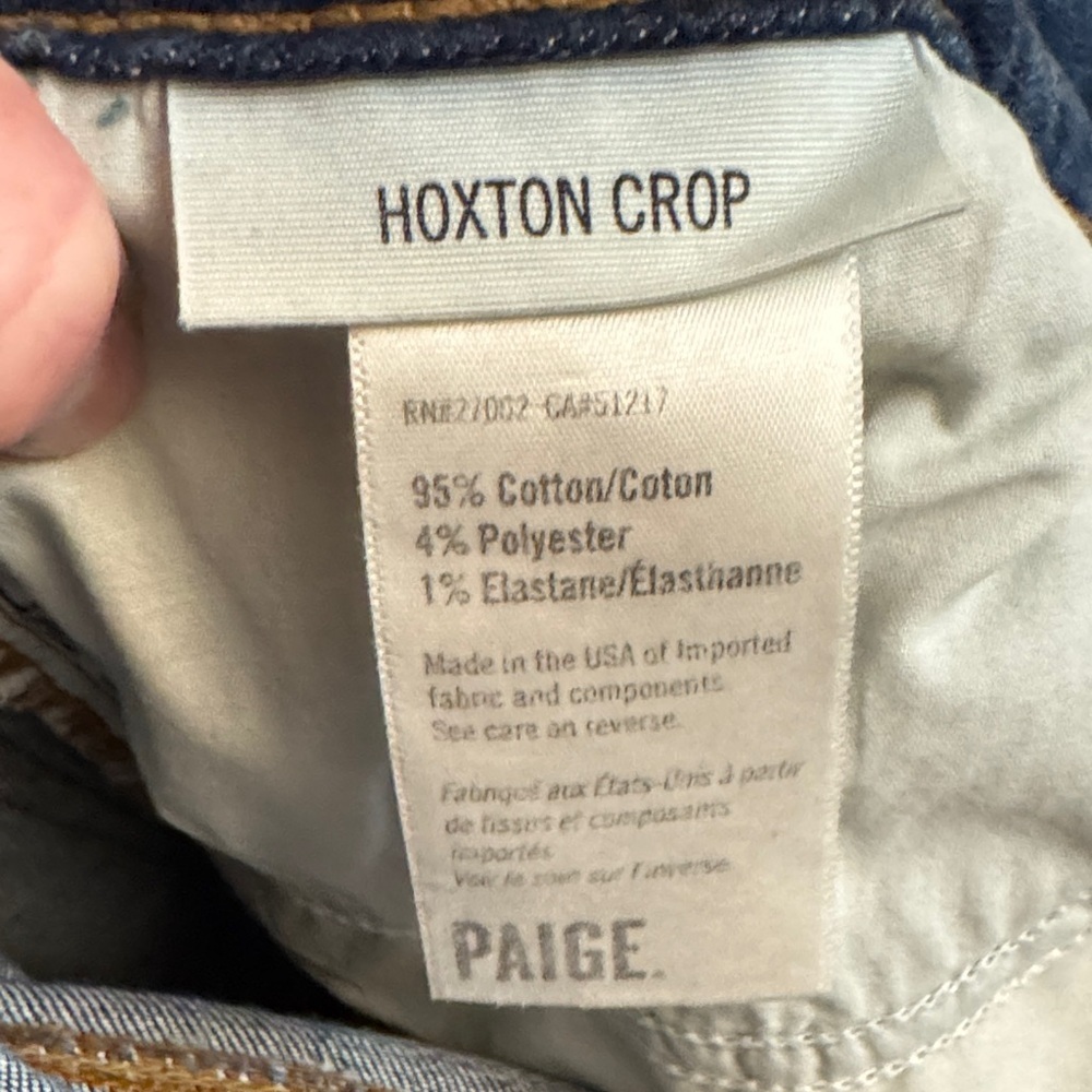PAIGE Huxton Crop Blue Distressed Ankle Jeans size 30 - Picture 3 of 5